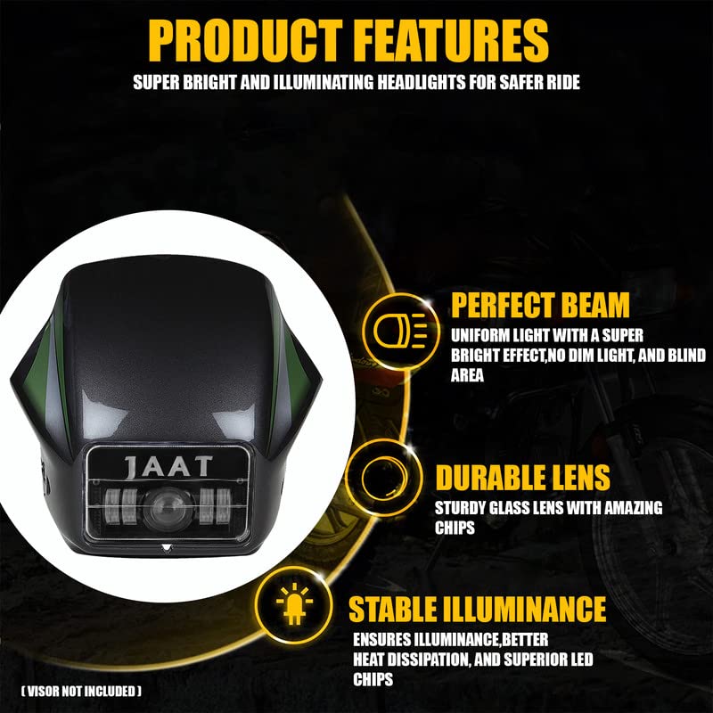 Image of AllExtreme 4 LED JAAT Headlight 1 Projector Lamp 50W Ultimate DRL Light with Heat Dissipation Bright Beam Compatible with Splendor Bike Motorcycle