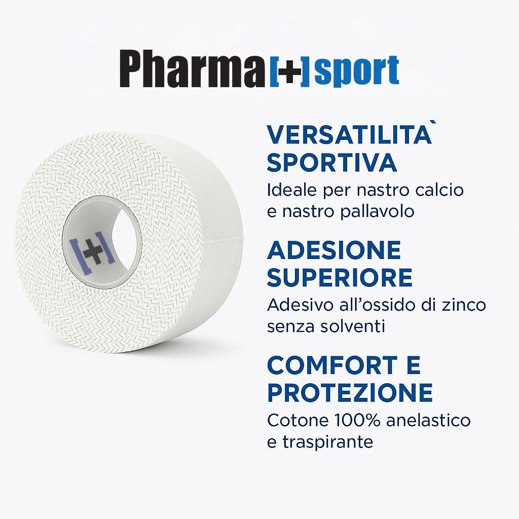 Tape Sportivo Anelastico 3,8 cm x 14 m - Nastro Protettivo Ipoallergenico per Articolazioni e Muscoli, Adesione Forte - Bianco Conf 24 Pezzi