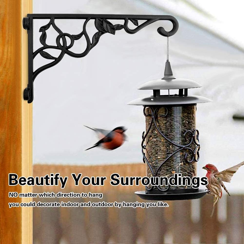 Plant Hanging Bracket Set of 2, 13 Inch Aluminum Heavy Duty Plant Hanger, Rust-resistant Decorative Wall Plant Bracket Hook for Outdoor Indoor Hanging Planter Flower Lantern Bird Feeder Wind Chimes