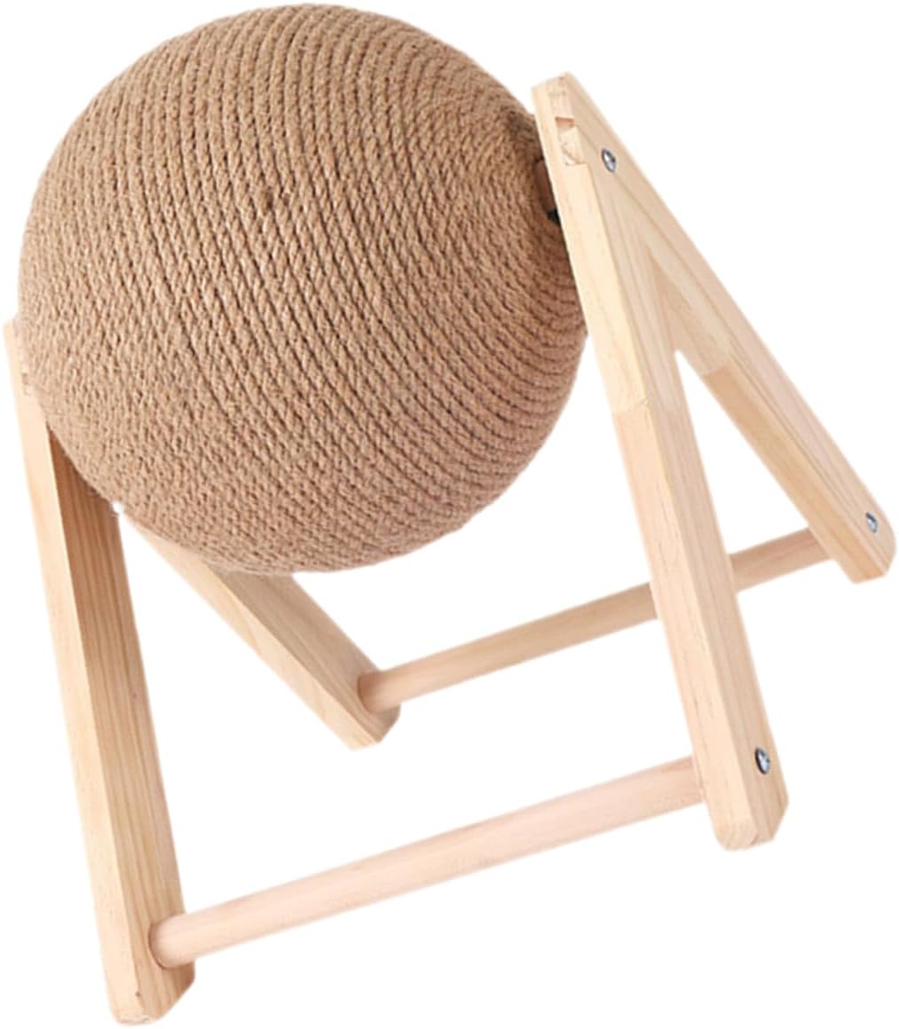 Mipcase Wooden Floor Standing Cat Scratcher with V-Shaped Large Pet Scratching Ball, Stable Indoor Kitten Scratchers Board for Home Cats and Pet