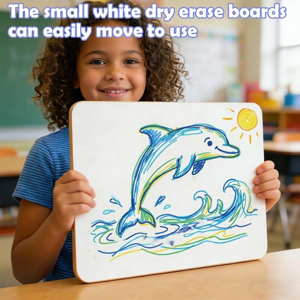 Dry Erase Boards 25 Pack, 9"x12" Double Sided Small Whiteboards with Lines for Kids, Students, Teacher & Classroom Pack, Mini Individual White Boards Lined for Writing Math English Practice