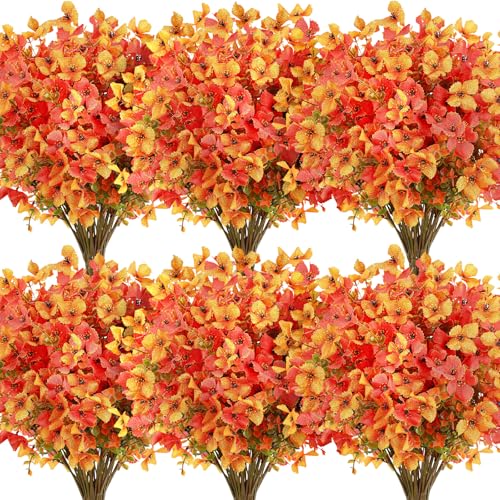SHareconn 40 Bundles Artificial Fall Flowers for Outdoors Decoration, Fake