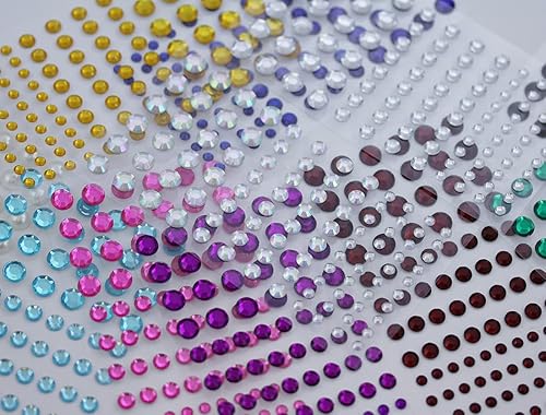 Miniatura 9 de Diamantes de imitación acrílicos autoadhesivos de zafiro azul, 3 tamaños de 0.157 in, 0.236 in, 0.315 in, gemas faciales de plástico para pegar en