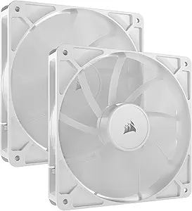 CORSAIR RS140 140mm PWM Fans – Daisy-Chain Connection – Low-Noise – Magnetic Dome Bearing – Dual Pack – White