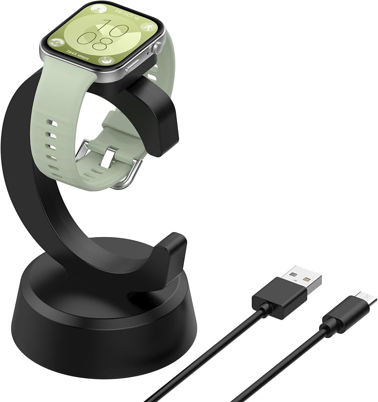 Smart Watch Charger Dock for Huawei Watch Fit Series & Band Series, C-Shaped Charging Cradle with USB Type-C, Black