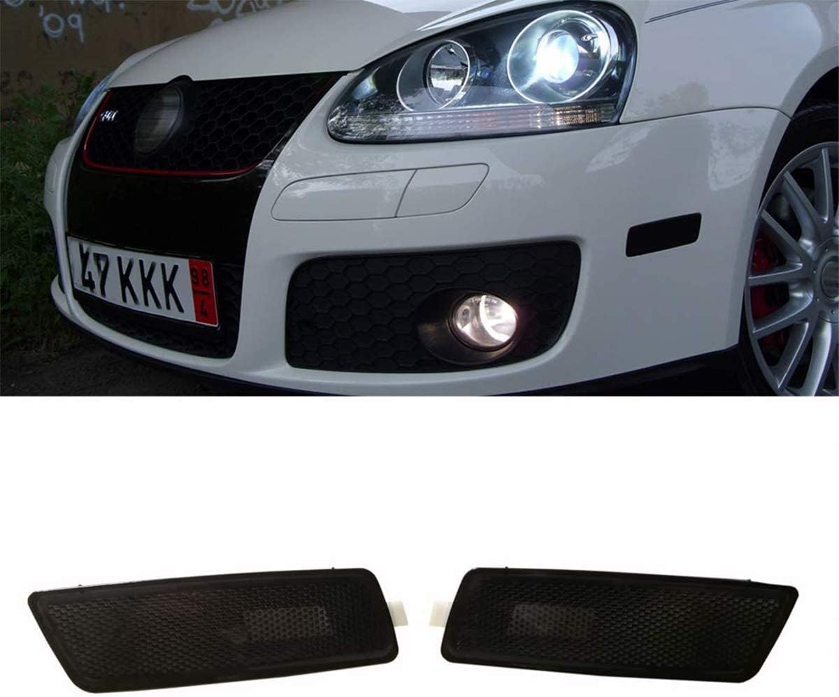 Heart Horse Front Bumper Side Marker Lights Turn Signal Lamps Lens For VW Golf 5 G-T-I Je-tta MK-5 2005-2009 1K5945071A 1K5945072A (Black)