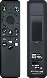 Controle remoto por voz solar BN59-01432A, recarregável por USB-C, Bluetooth com carregamento solar, compatível com Smart TV Samsung Neo QLED S90D Smart 8K HDR Ultra HD - Preto
