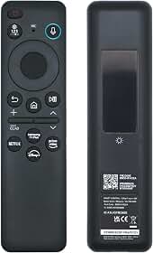 Controle remoto por voz solar BN59-01432A, recarregável por USB-C, Bluetooth com carregamento solar, compatível com Smart TV Samsung Neo QLED S90D Smart 8K HDR Ultra HD - Preto
