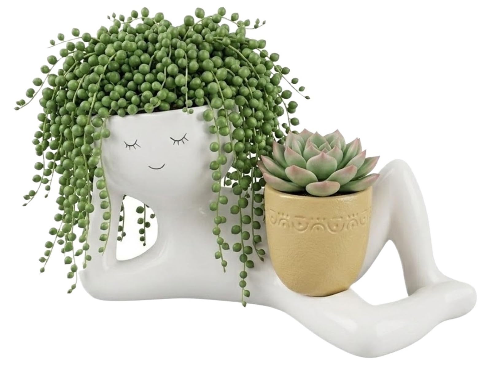 HUFENYU Lazy Guy Planter Pot Goofy Relax to Sleepy Funny Plant Pots