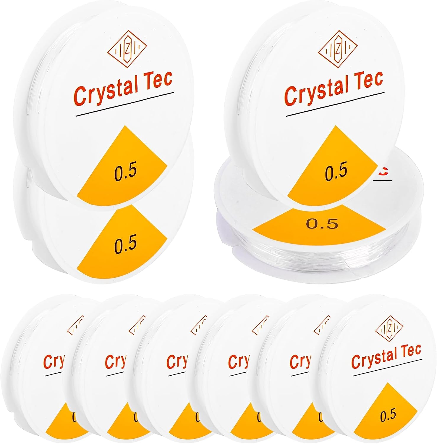 10 Rolls Elastic Bracelet String Cord,0.5mm Crystal Clear Stretchy Elastic Bead String for Bracelets, Jewelry Making and Clay Pony Seed Stone Beads Beading