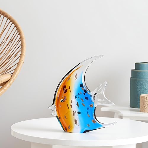 Miniatura 6 de XMGZQ Figuras de peces de vidrio soplado a mano, figuras artísticas de vidrio marino, pisapapeles de peces tropicales, decoración de habitación