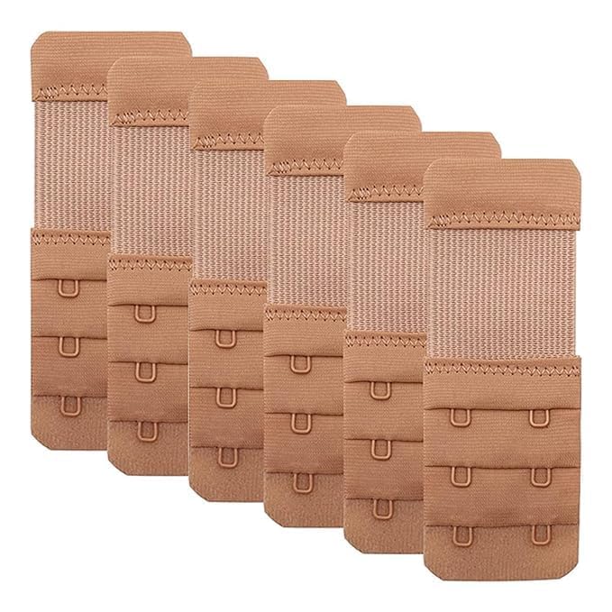 bra extenders pack of 6 - skin color 2 hook bra extension strap, soft elastic adjustable bra back extender
