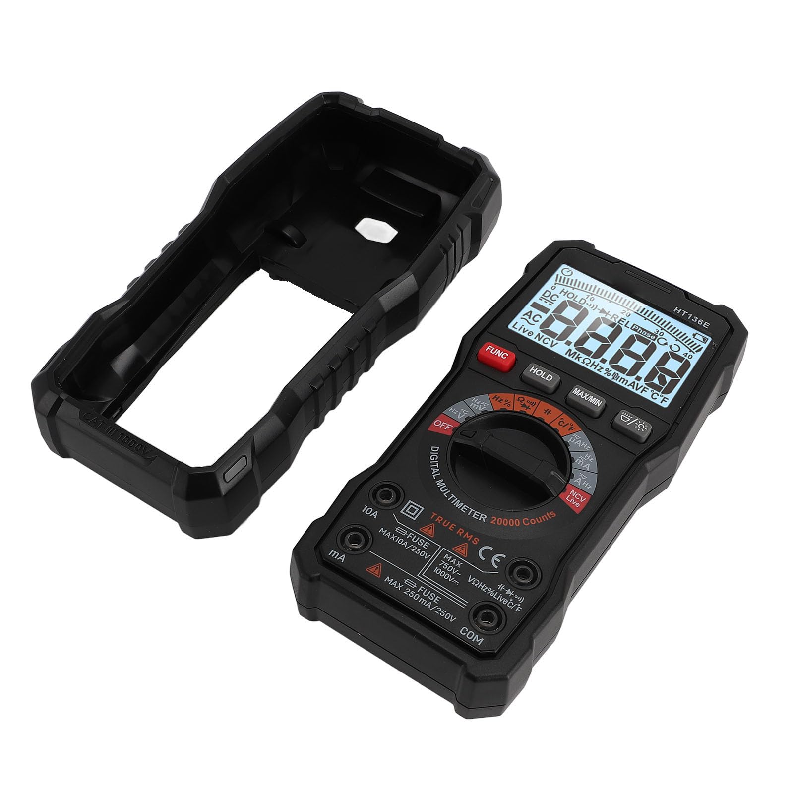 Demeras Digital-Multimeter-Tester-Set, 20.000 Zählungen, mit Taschenlampe für die Reparatur von Kfz-Heimelektronik, ABS-Material