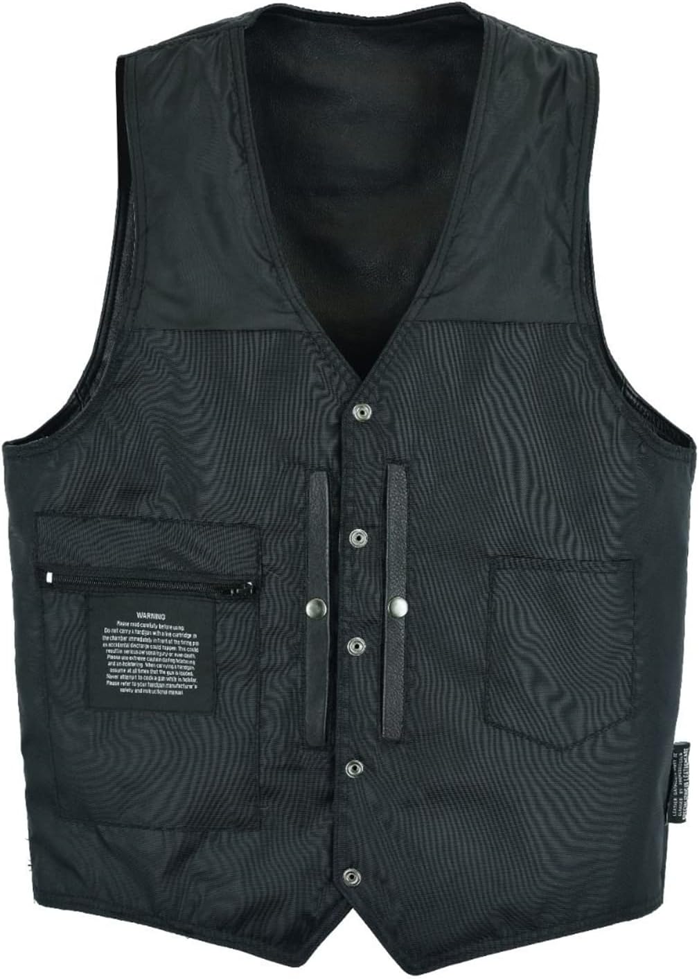 GARGOYLE BELLS Mens Black Leather Vest Premium Cowhide Leather Vest with Liner&Snap Motorcycle Biker Vest For Men