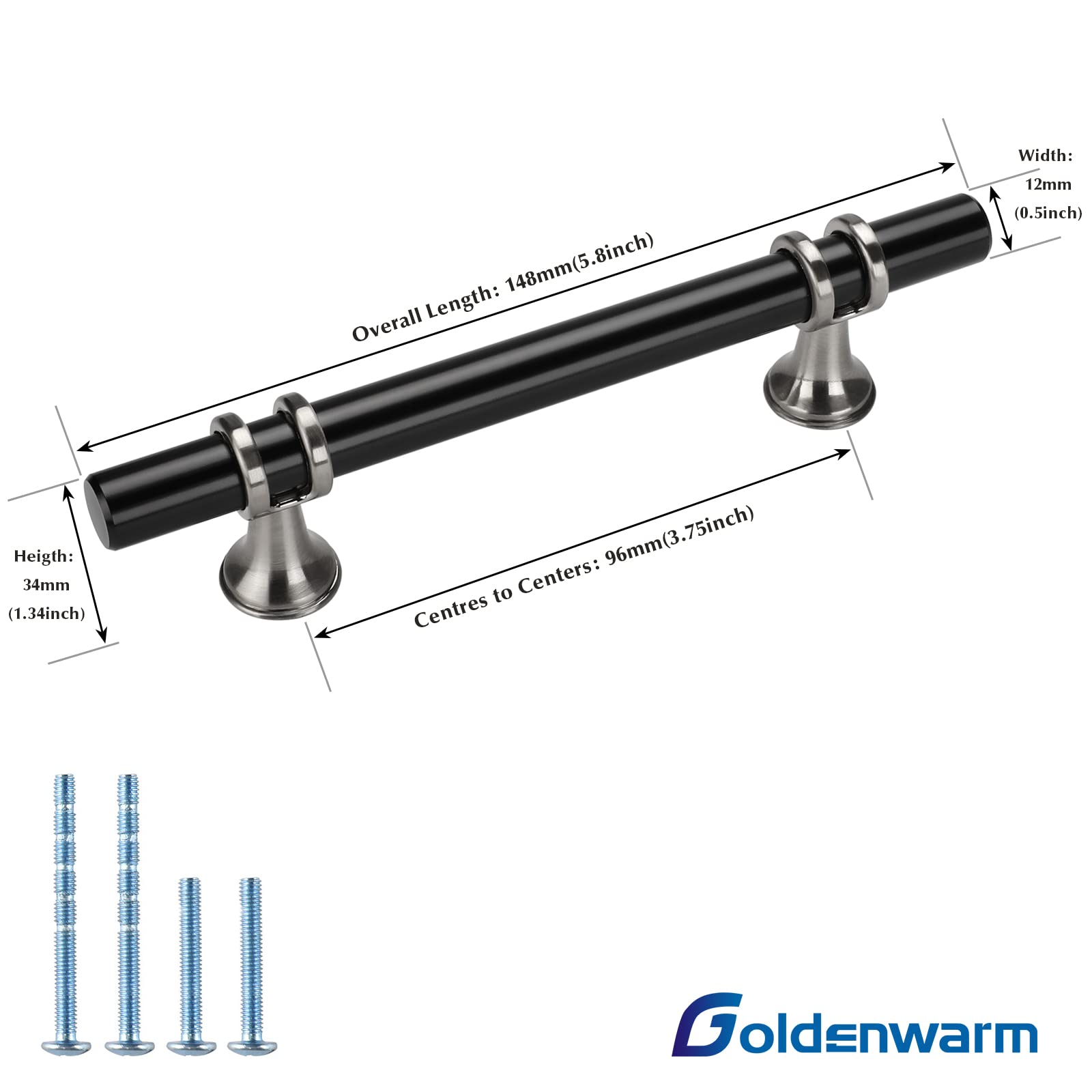 Tiradores de acero inoxidable para muebles de cocina, 20 unidades, 96 mm, color dorado