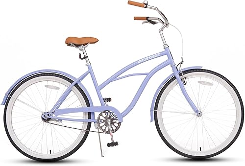 Miniatura 9 de ACEGER Bicicleta de playa de 26 pulgadas para mujer, de una sola velocidad y 7 velocidades, bicicleta híbrida para adultos y jóvenes, marco de acero