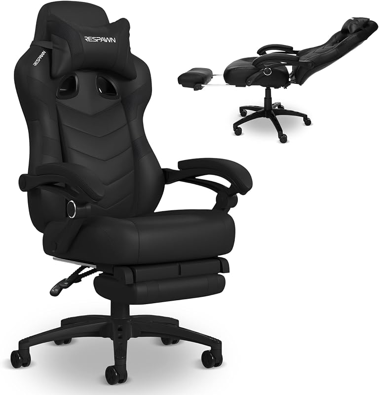 110 Pro Ergonomic Gaming Chair with Footrest and Recline | Ergonomic office chair comfort with footrest, lumbar support & 155° recline for work, gaming and relaxing.