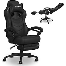 RESPAWN 110 Pro Ergonomic Gaming Chair with Footrest for Adults - Comfortable Office Gaming Recliner with Lumbar Support and Headrest, Racing Style Video Game Chairs for Computer Gamer - Black