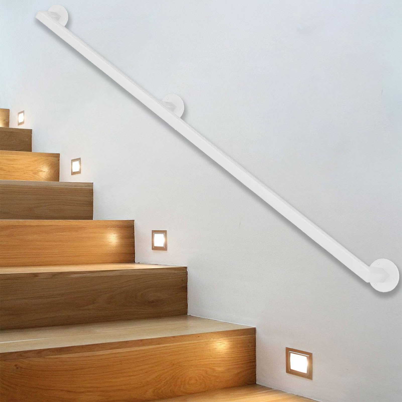 Rampe d'escalier de sécurité de 2 m en métal noir avec fixations murales pour l'intérieur