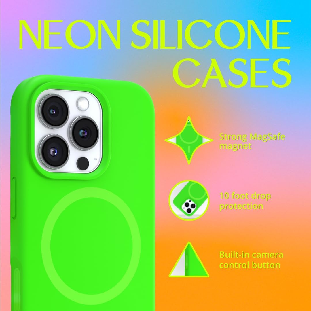 FELONY CASE for Apple iPhone 16 Pro - MagSafe Phone Case, Liquid Silicone, Vibrant Neon Color with Anti-Scratch Microfiber Lining, Non-Slip Grip & 360° Shockproof Protection (Green) - Image 2