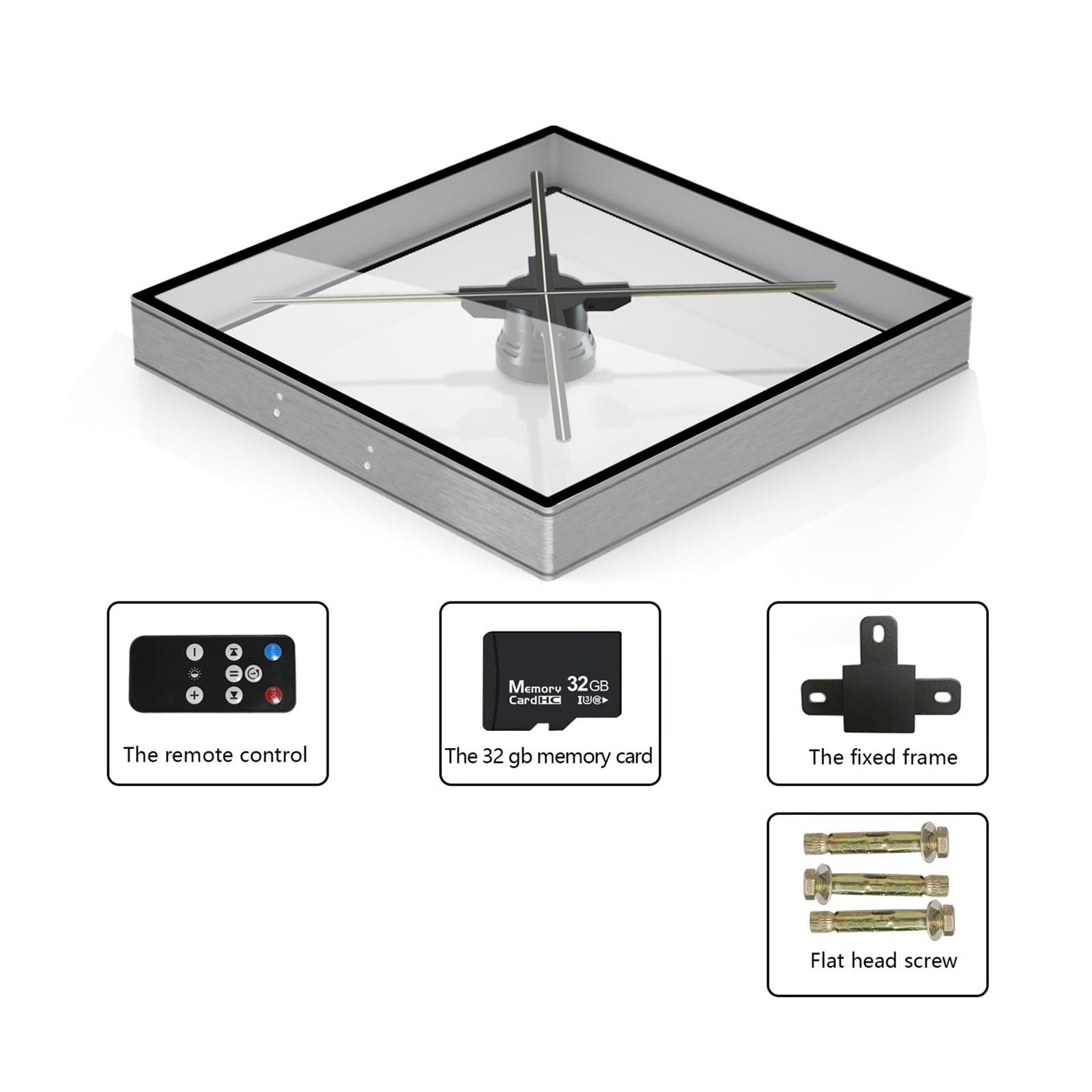 Holograficzny Wentylator 3D, 3D Wifi holograficzny wentylator projektor stereo pływająca maszyna reklamowa wentylator obrazowanie lotnicze ze stopu aluminium(Grijs)