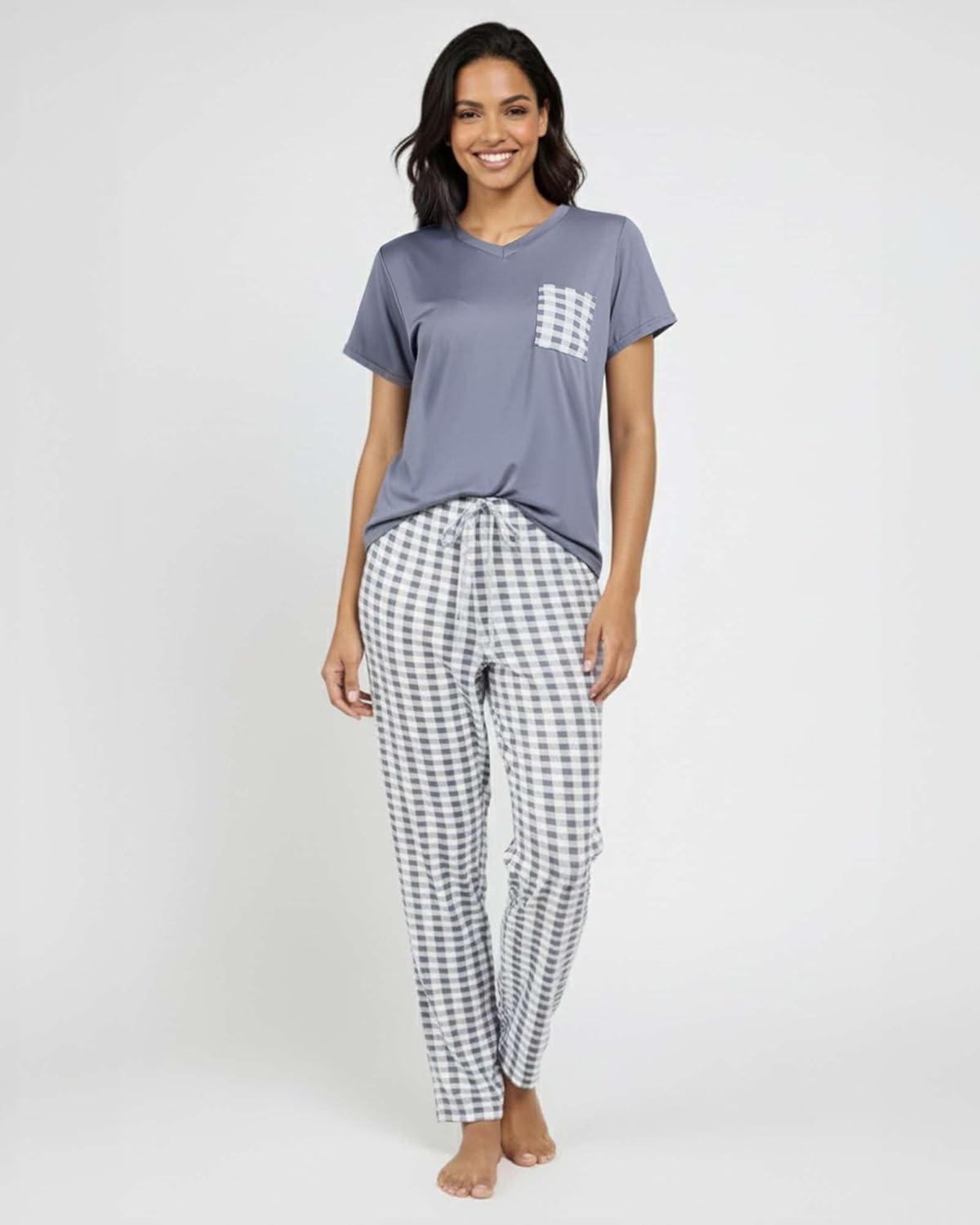 Real Essentials 2 Pack: Women's Comfy Pajama Sets - Short & Long Sleeve Ladies Loungewear Sleepwear PJs (Available In Plus) - Image 5