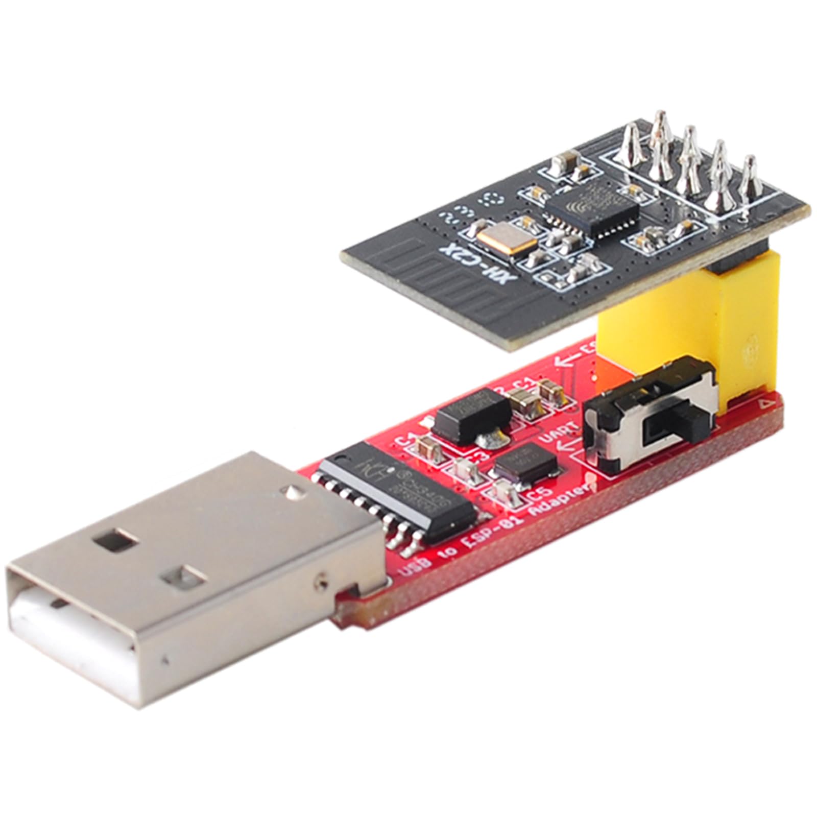 Wishiot USB to ESP-01S Wireless Adapter Module CH340G Programmer + XH-C2X WiFi BT Module 4mb Flash ESP8684H4 Chip ESP 01S ESP-01S WiFi Module Updated Version