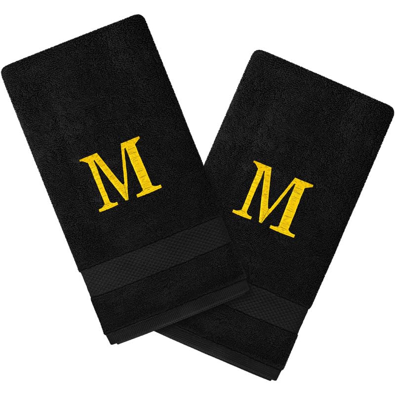 Personalized Passion 2-Pack Hand Towels Set with Monogram - 16"x27" Highly Absorbent & Soft Turkish Cotton - Monogrammed Hand Towels for Bathroom, Spa