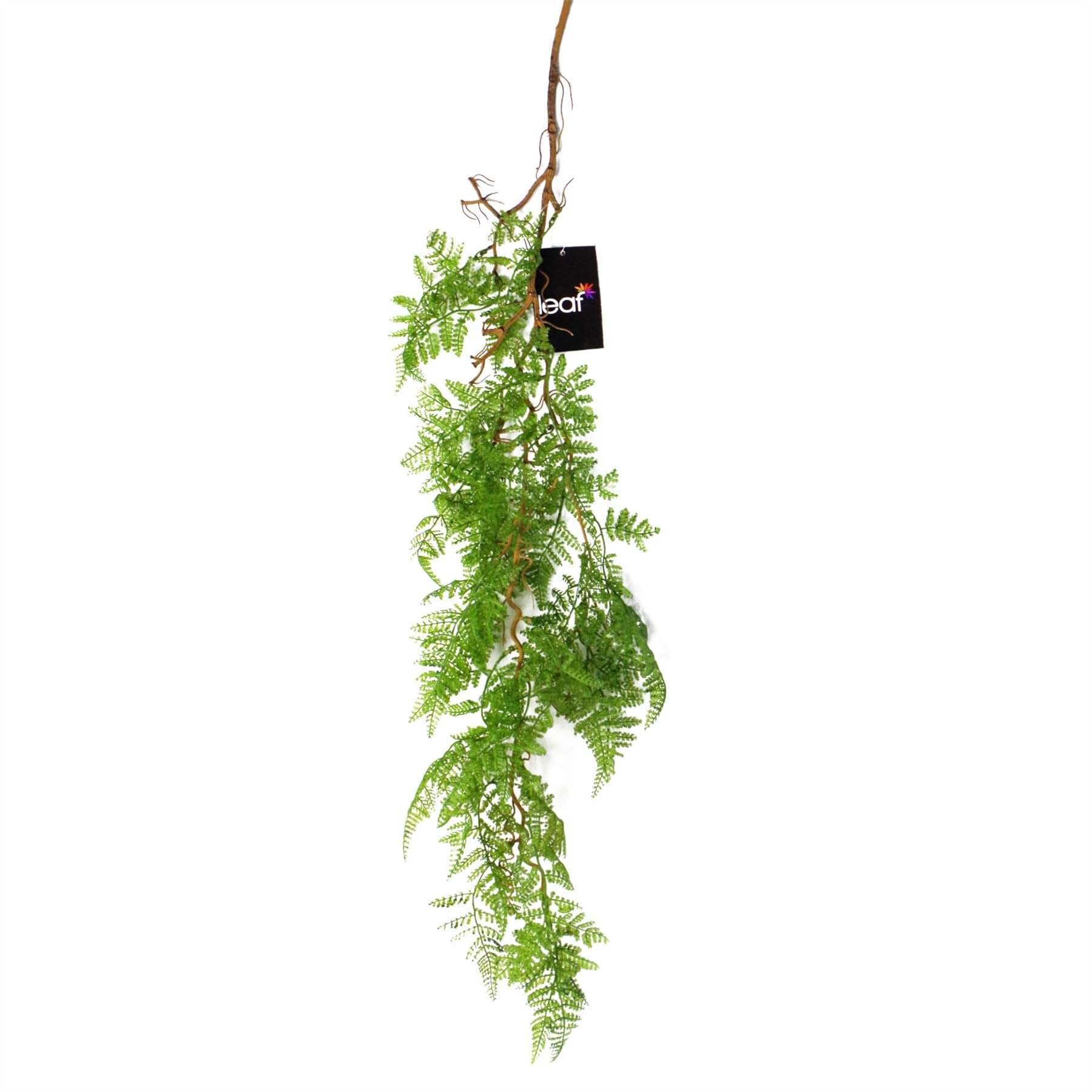 100cm Artificial Hanging Maidenhair Fern Plant - Dark Green - Leaf
