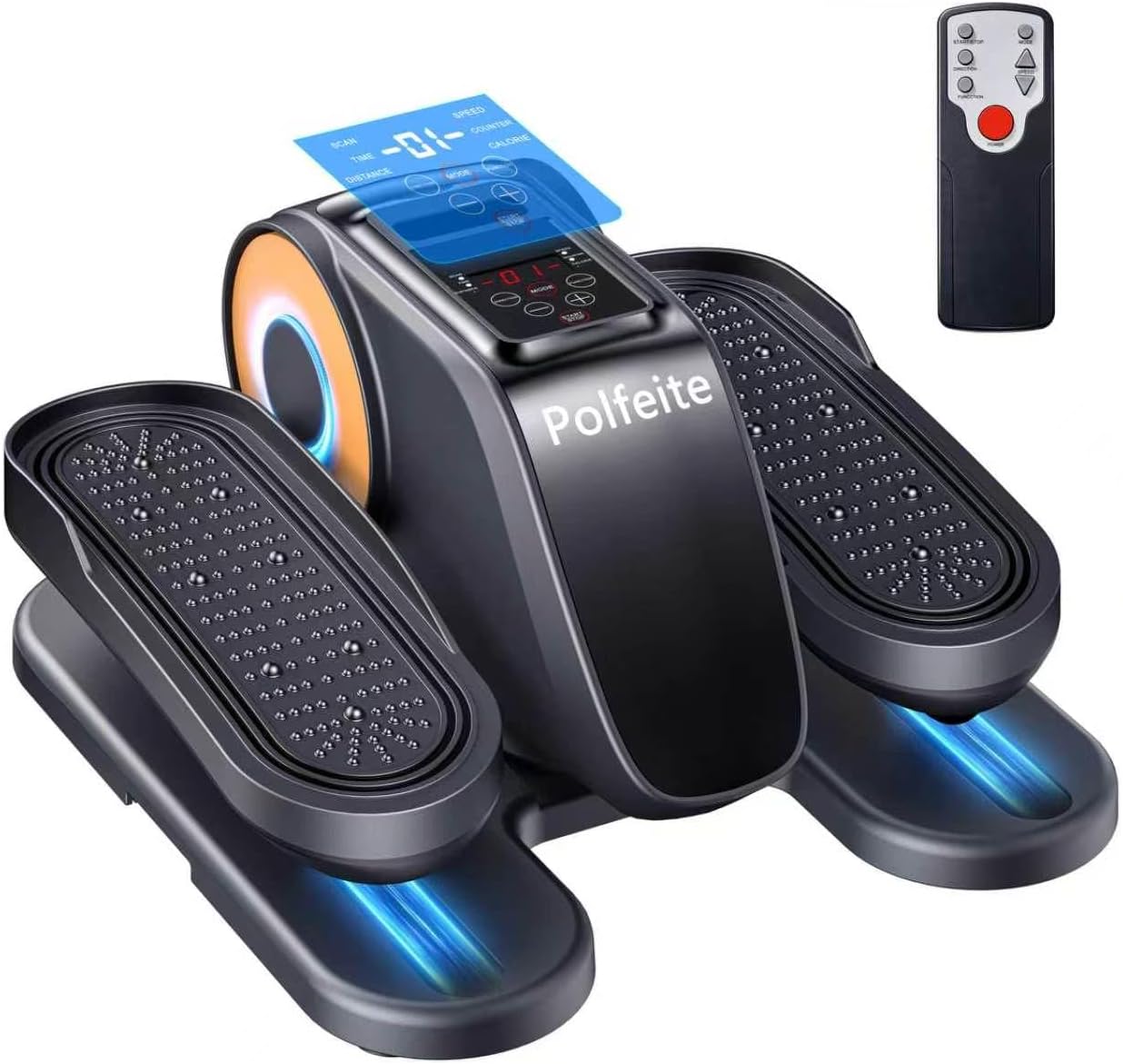 Under Desk Elliptical Machine, Quiet Seated Leg Exerciser for Home Office, Adults and Seniors, Remote Control, 12 Speeds, 3 Auto Modes, Forward/Reverse, Fully Assembled, Gray