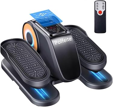 Under Desk Elliptical Machine, Quiet Seated Leg Exerciser for Home Office, Adults and Seniors, Remote Control, 12 Speeds, 3 Auto Modes, Forward/Reverse, Fully Assembled, Gray