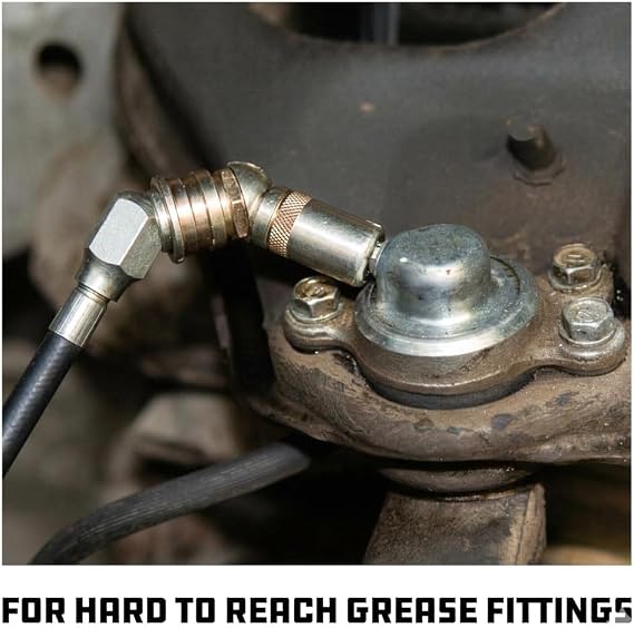 Powerbuilt 360 Degree Swivel Grease Gun Coupler, 360 Degree Rotation Grease Connector , 45 Degree Angle Gives Easy Access to Most Grease Fittings - 648759