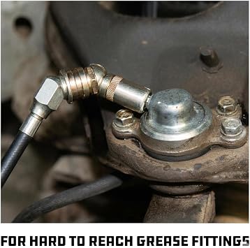 Powerbuilt 360 Degree Swivel Grease Gun Coupler, 360 Degree Rotation Grease Connector , 45 Degree Angle Gives Easy Access to Most Grease Fittings - 648759