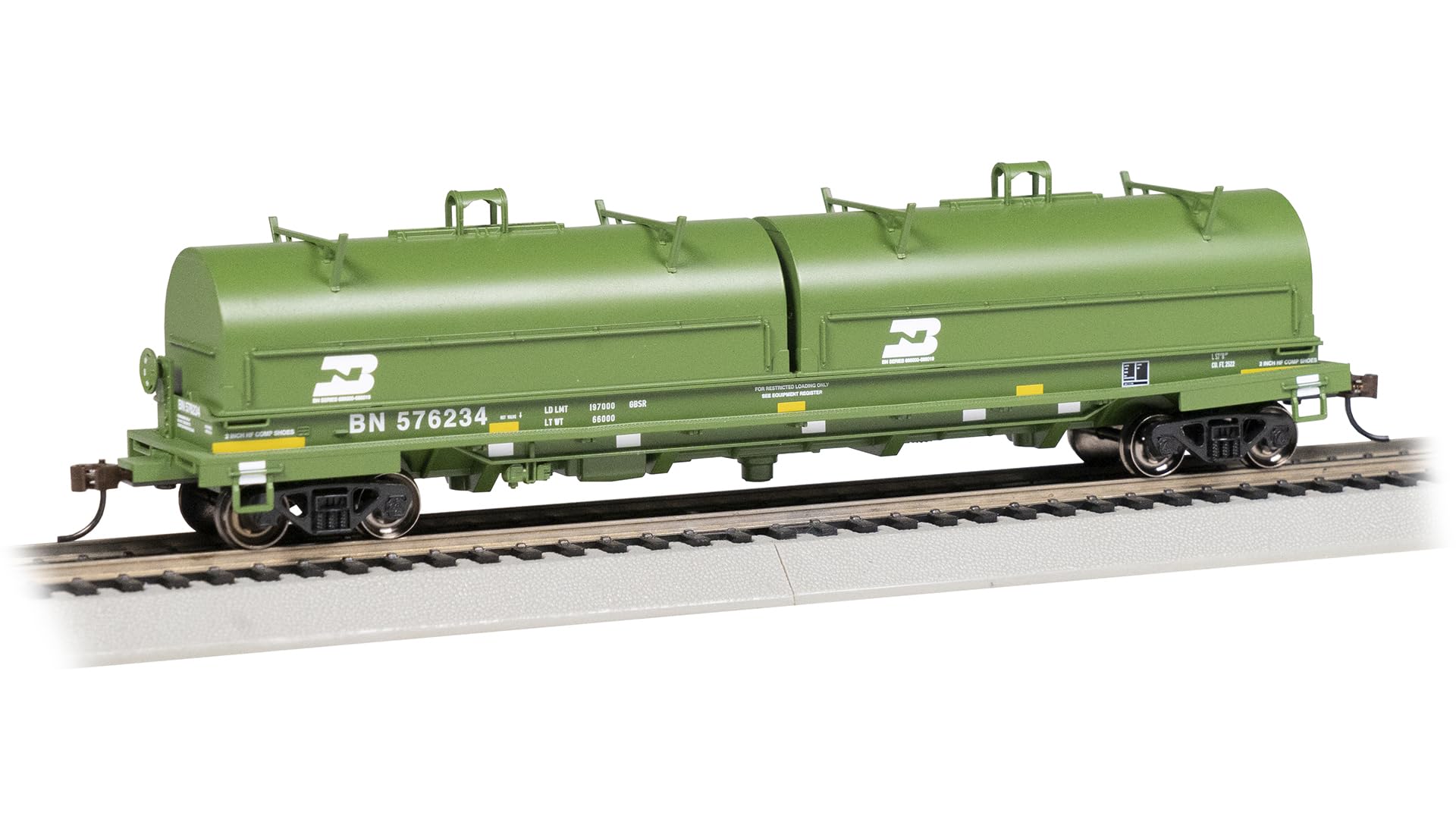 Bachmann Trains - 55' Steel CAR with Coil Load and Rounded Hood - Burlington Northern #576234 - Ho Scale