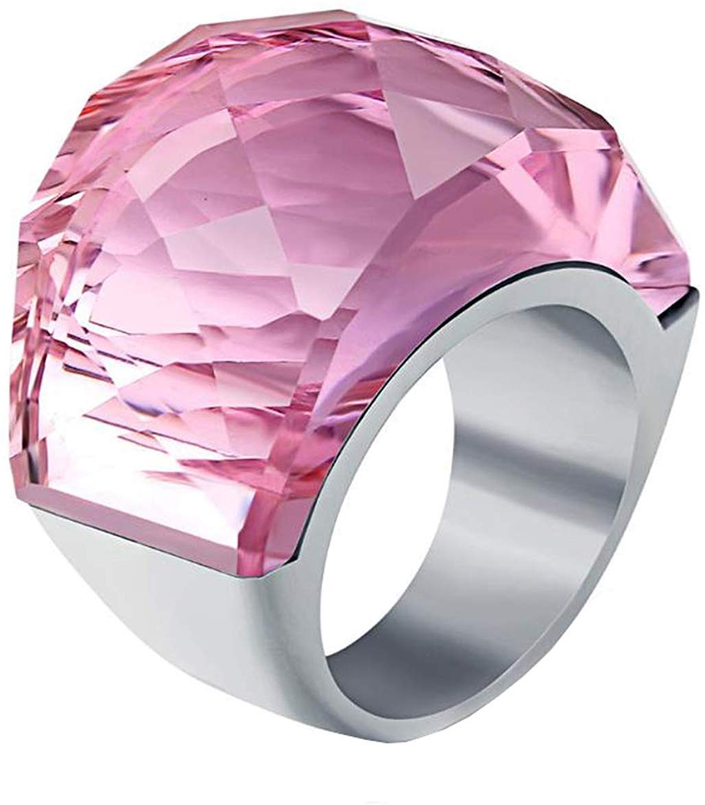 HIJONES Men Women Stainless Steel Cubic Zirconia Royal Crystal Rings Wrap Band Cocktail Style