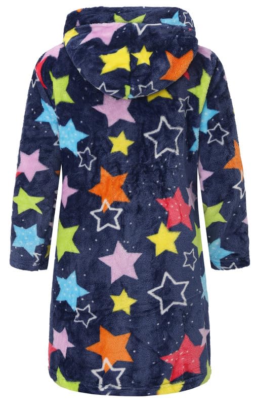Image of Girls Soft Fleece Robes Plush Hooded Bathrobes Sleepwear for Kids 2-16 Years