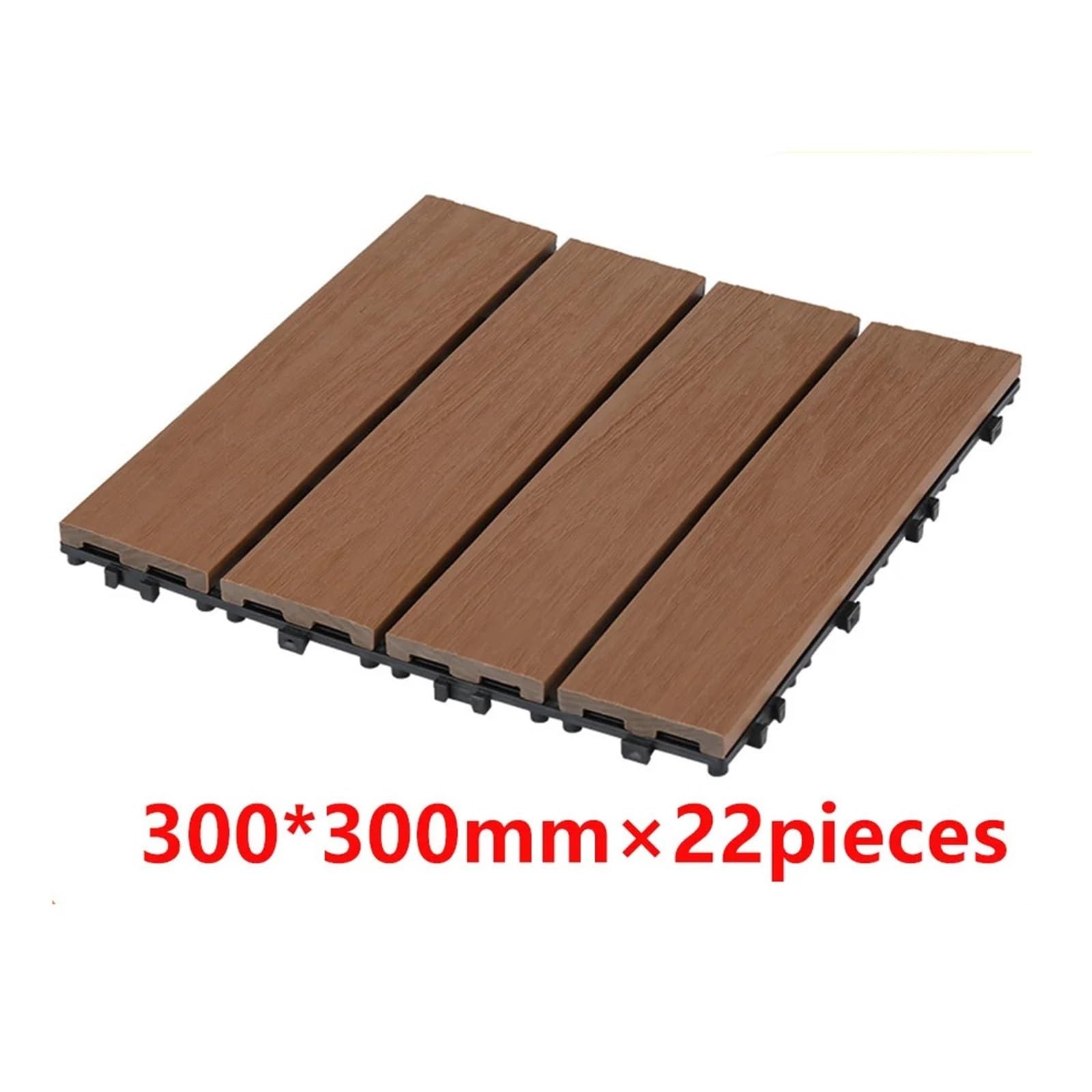 (11 piezas) Terraza exterior de WPC for bricolaje: piso compuesto de madera entrelazada for exteriores, ecológico, anticorrosión y a prueba de rayos UV(Brownish red)