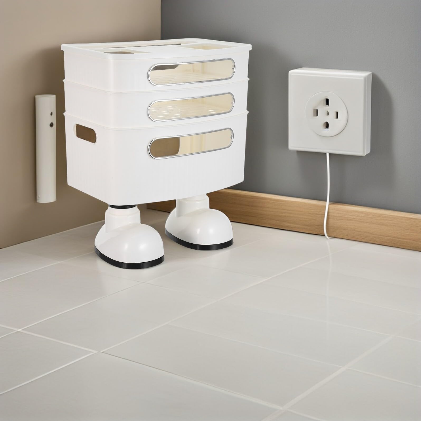OSALADI Scatola di Archiviazione Router Wifi in Pp a Tre Livelli Dissipazione del Calore Efficiente e Risparmio di Spazio, Organizer per Cavi per Camera da Letto e Ufficio