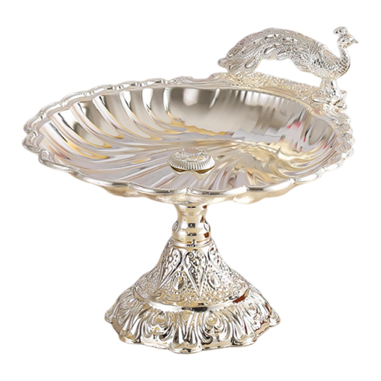 Bandeja para Frutas, Bandeja de Servir, Soporte para Pasteles, Expositor de Postres, Relieve Metálico, Hierro Y Aleación de Zinc, Asa Ornamental, Pequeña Plata, Individual