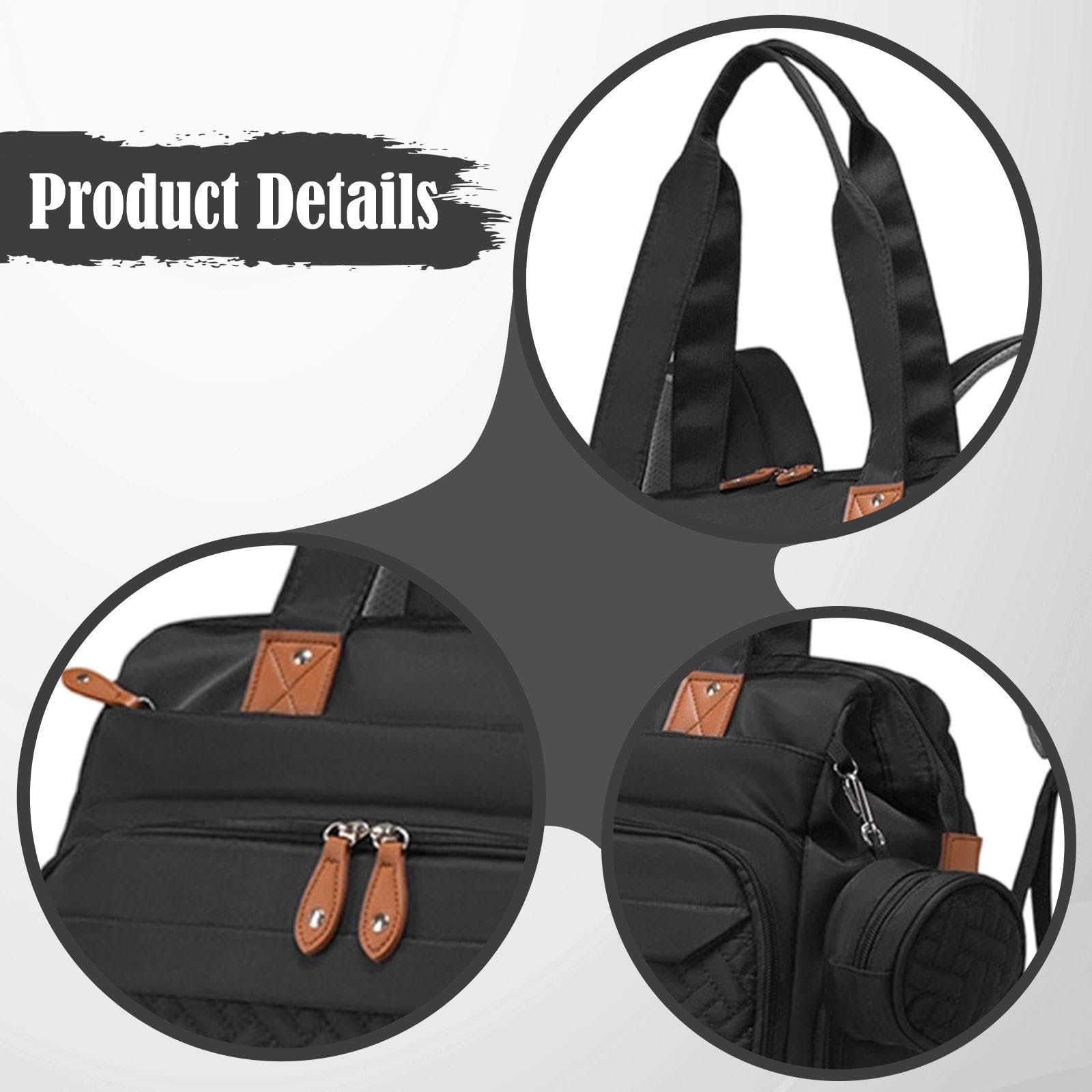 Gralara Wickelrucksack Windeltasche Rucksack Tasche Organizer Wasserfest aus Pflegeleichtem Oxford mit Flaschenfächern Schuhfach Und Nass Trocken Separation, Schwarz