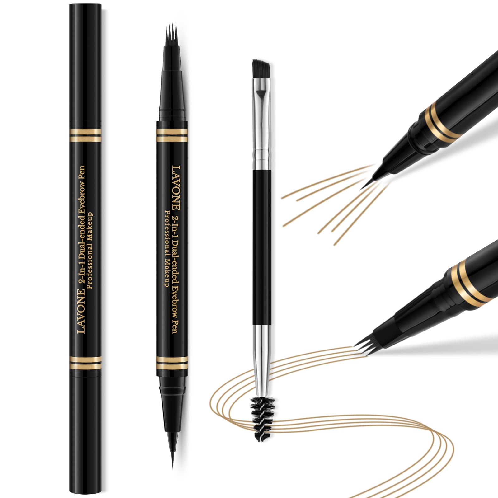 Eyebrow Pen,2-in-1 Waterproof Eyebrow Pencil with 4 Tip Microblading Brow Pen and Ultra-Precise Brow Pencil,with Dual-ended Eyebrow Brush,Eyebrow