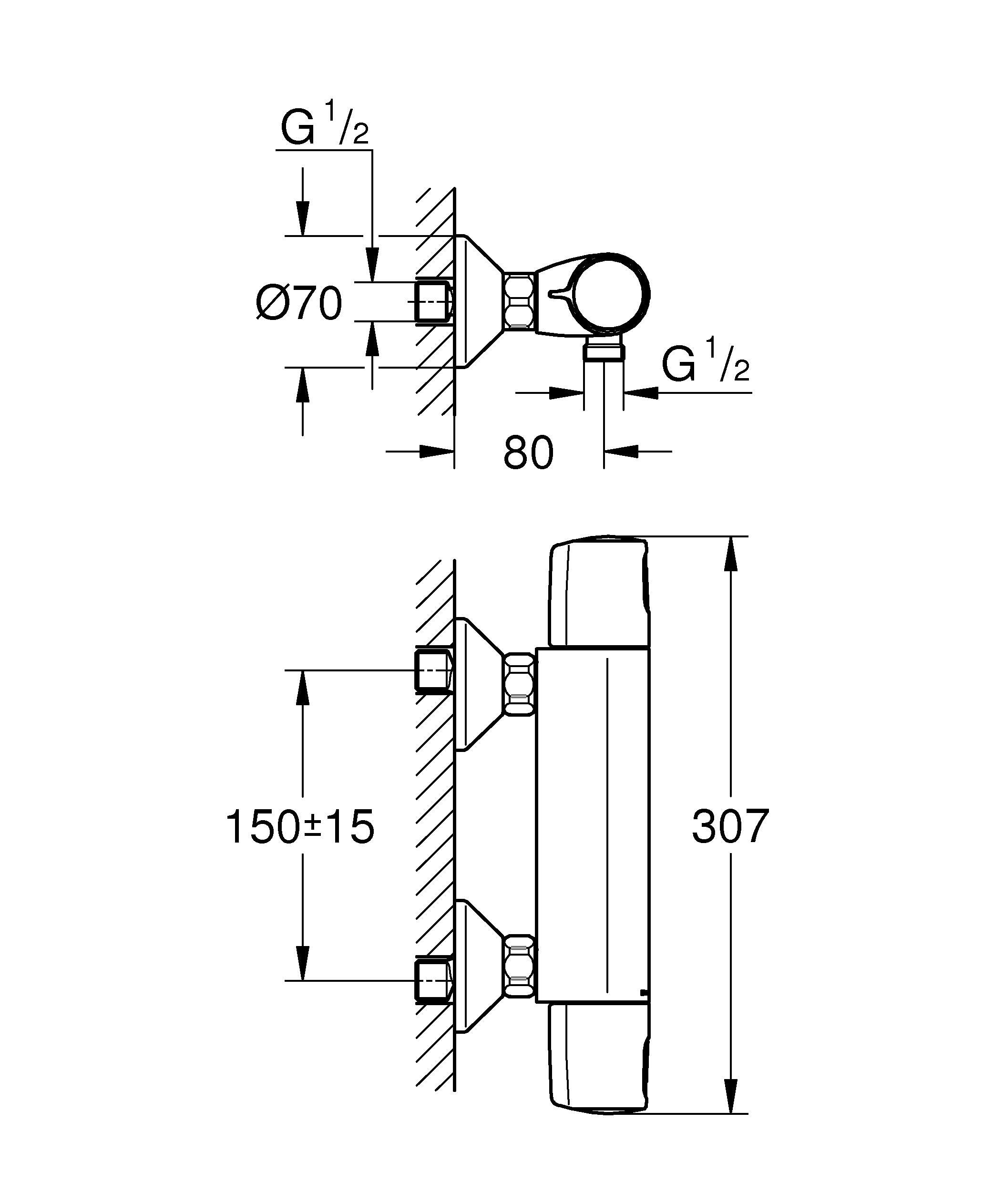 GROHE Precision Trend Mitigeur Thermostatique Douche, Economie d'Eau, Noir Mat, 1022172432