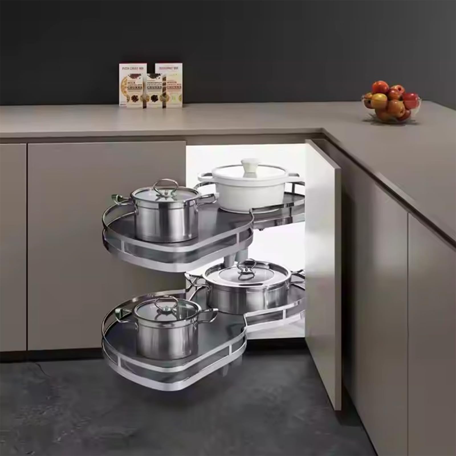 Wysuwana Półka Do Szafki Narożnej, Narożnik Kuchenny, Konstrukcja Otwierana Z Lewej/Prawej Strony, Dwuwarstwowy, Przesuwny Kosz Zapewniający Efektywne Wykorzys,B~800mm-