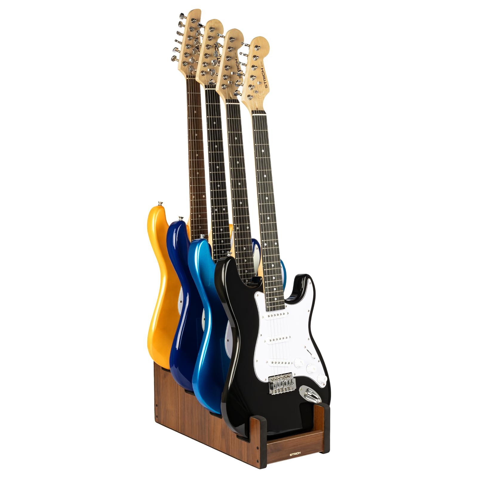 STRICH Support De Guitare En Bois Pour Plusieurs Guitares, Couleur Noyer, L-4EW (Pour 4 Guitares Électriques/Basses