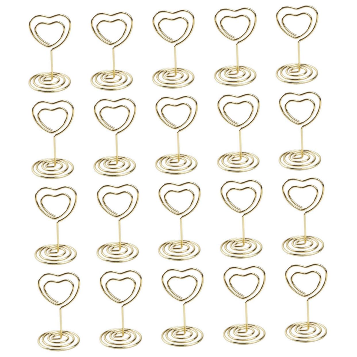 SEWACC 20Pcs Table Number Holders Creative Place Card Clips Standing Memo Stands for Weddings Parties and Events Heart Base Design