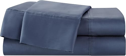 Martex Juego de sábanas de lujo de 4 piezas de 400 hilos, 100% algodón de fibra larga, tejido satinado, suave y sedoso, resistente a las arrugas y a