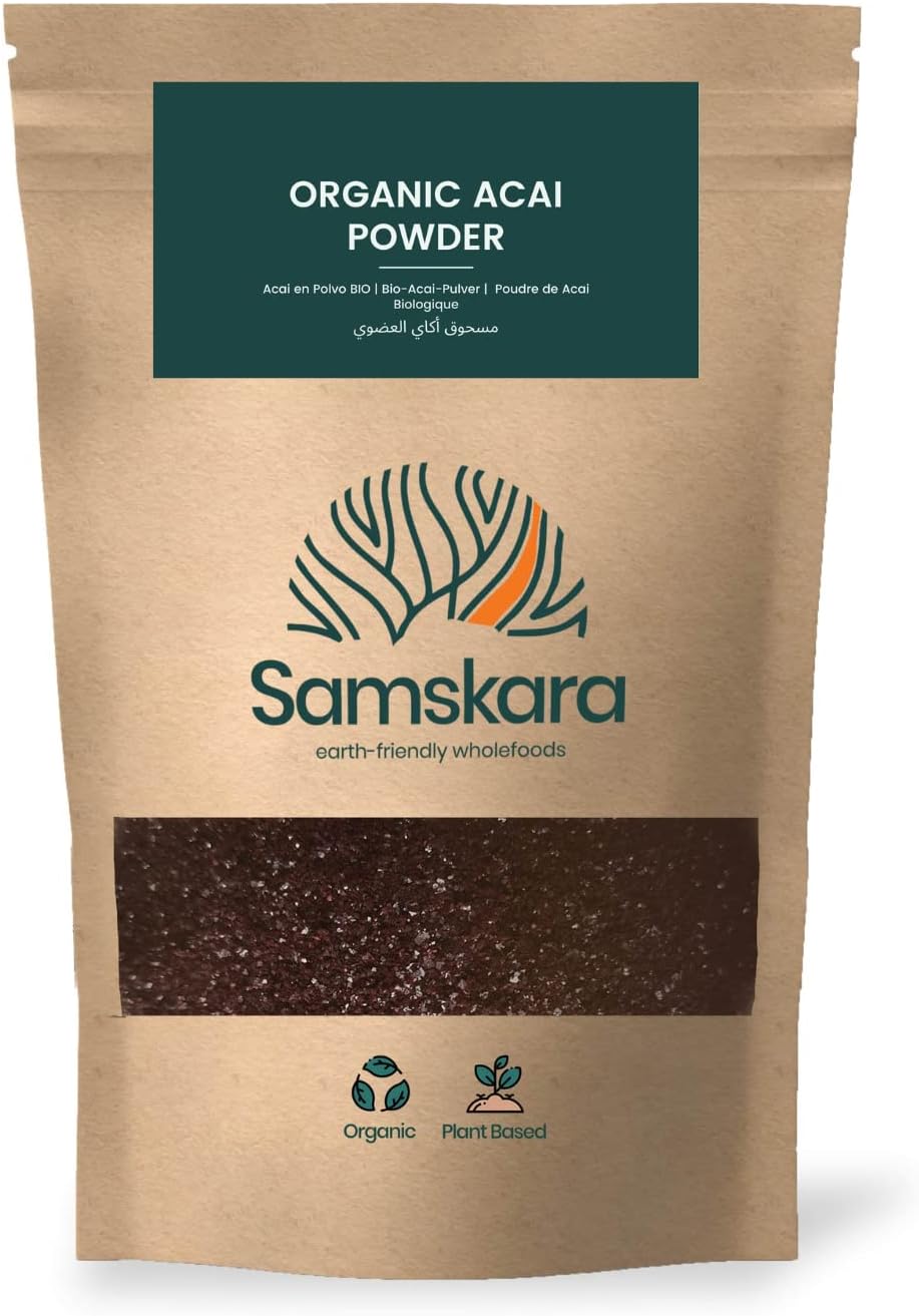 SAMSKARA Organic Acai Powder | Organic Acai Powder Rich in Essential Vitamins & Minerals | Pack 2025, Freshness Guaranteed – 1000g
