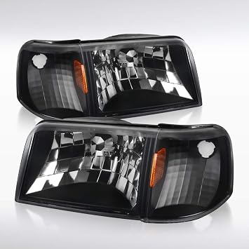 Autozensation Headlights/Corner Lights For 1993-1997 Ford Ranger Black