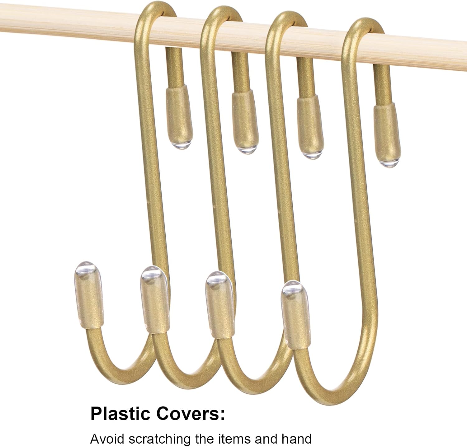 36 Pieces S Shaped Hooks Hanging Heavy Duty S Hooks Hanger for Kitchen, Bathroom, Bedroom, Office, Pan, Coat, Bag, Plants (Champagne Gold,2.4 Inch) - Image 4