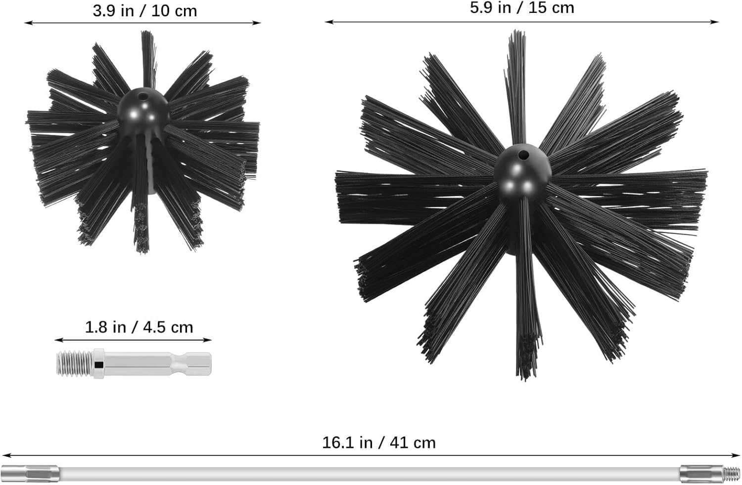 Kichvoe 30ft Fireplace Chimney Brush and Rod Set with 4” 6” Brush Heads, Flexible Chimney Sweep Cleaning Kit with Hex Rods and 10m Tape for Dryer Vent and Flue Maintenance